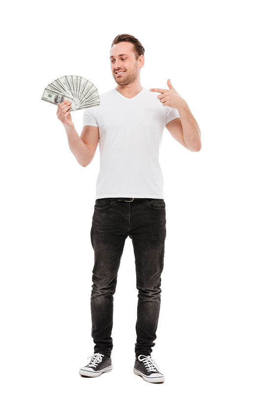 Cliente sosteniendo dinero